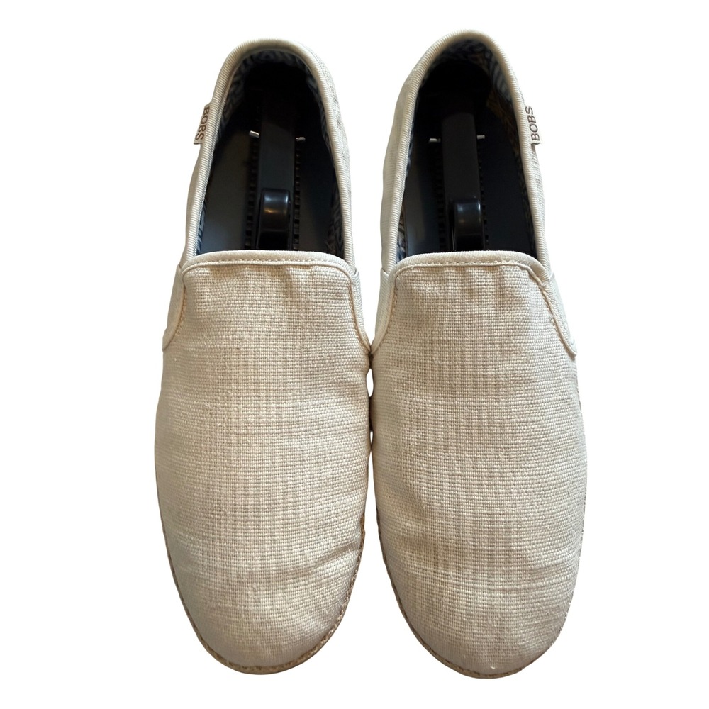 BOBS by Skechers Memory‎ Foam Slip-Ons Off-White Canvas Women Size 9.5 Pre-Owned